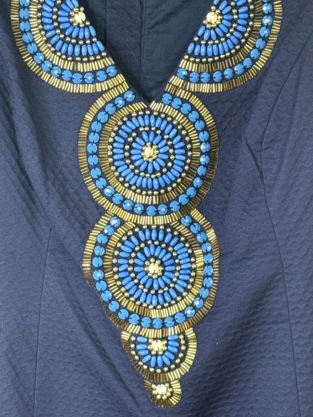 Lilly Pulitzer Womens Navy Gabby Beaded Medallion Sleeveless Shift Dress Size 8 - Picture 4 of 6